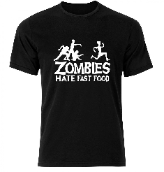 T-shirt męski Zombies Hate Fast Food czarny
